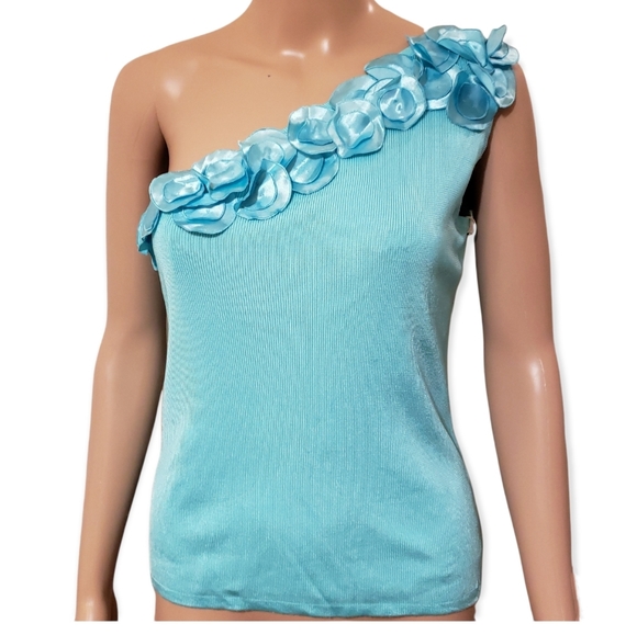 BNWOT| Joseph A. {SKY BLUE ONE SHOULDER BLOUSE} - Picture 1 of 9
